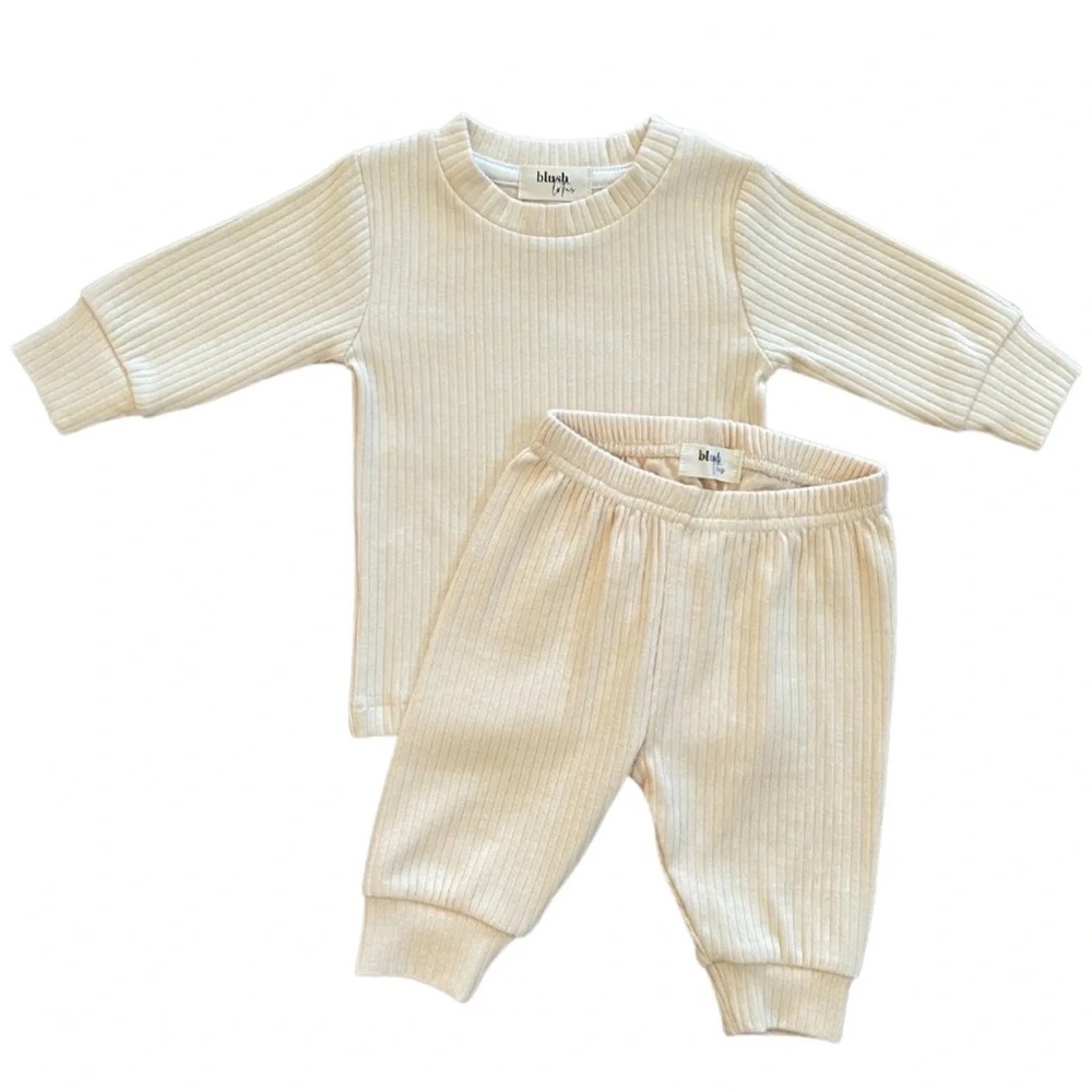CREAM | Ribbed organic baby toddler two-piece set